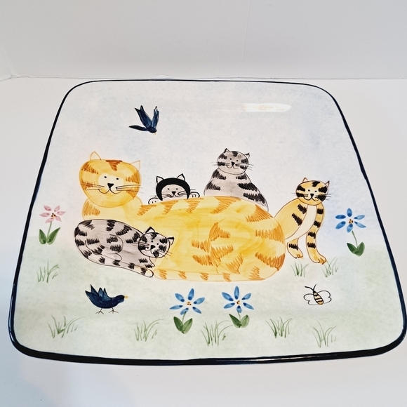 Creatively Yours Kitty Cat Garden Large‎ Serving Platter Folk Art - Picture 1 of 4